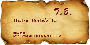 Thaler Borbála névjegykártya
